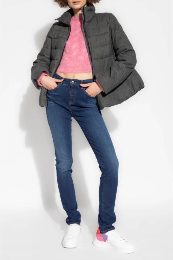 Emporio Armani Slim Fit Dames Jeans met Contraststiksels Blue Dames