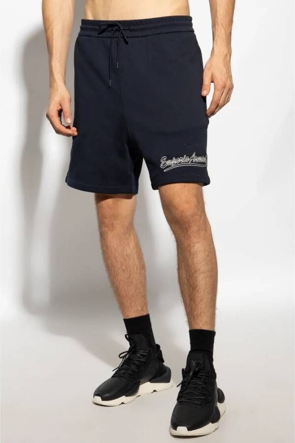 Emporio Armani Katoenen shorts Blauw Heren