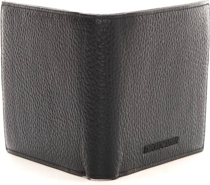 Emporio Armani Leren portemonnee met kaarthouder vakken Zwart Heren
