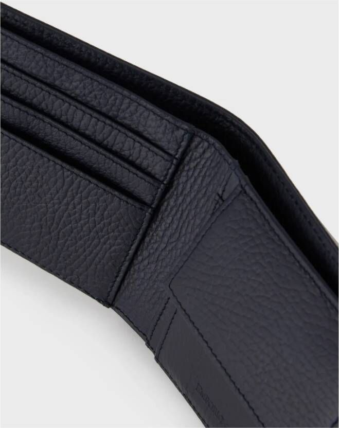 Emporio Armani Leren Portemonnee met Meerdere Kaartsleuven Blue Heren