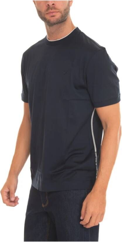 Emporio Armani Logo Geborduurd T-shirt Regular Fit Blauw Heren