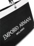 Emporio Armani Logo-Intarsia Tote Bag Zwart Wit Gebreide Handtas Black Dames - Thumbnail 7
