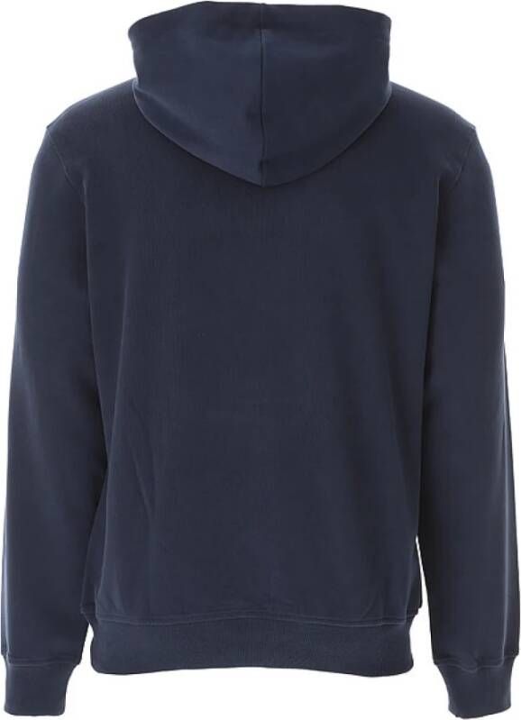 Emporio Armani Logo Print Hoodie Blue Heren