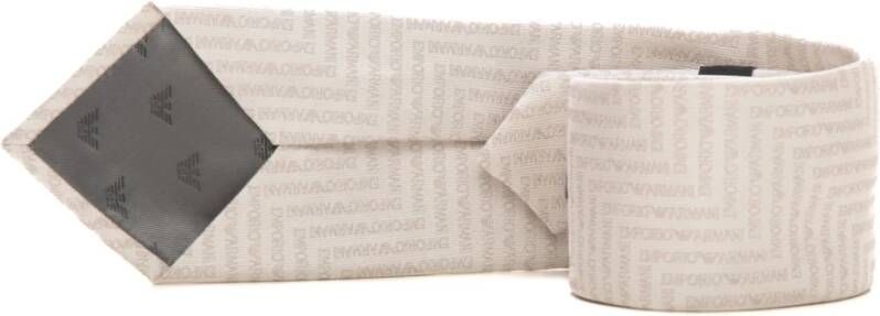 Emporio Armani Logo Zijden Stropdas 7 5 cm Breedte Beige Heren