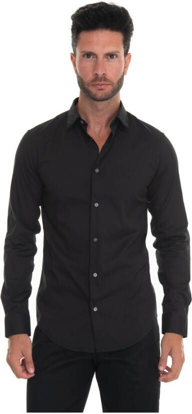 Emporio Armani Met lange mouwen katoenen shirt Zwart Heren