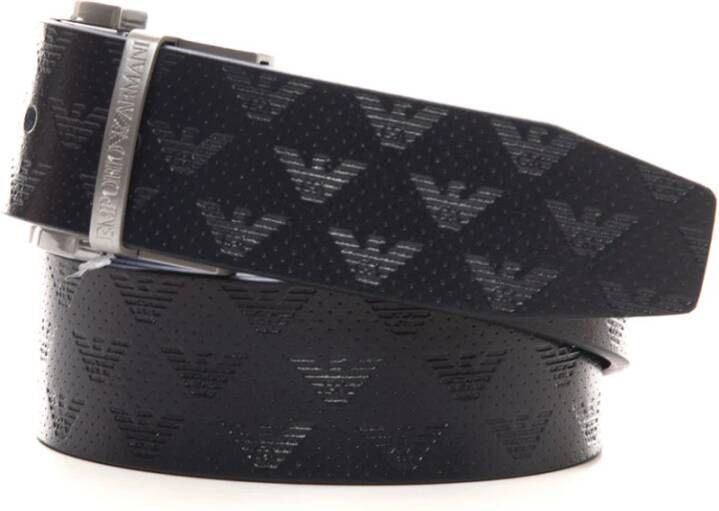 Emporio Armani Omkeerbare Logo Gesp Riem Blauw Heren