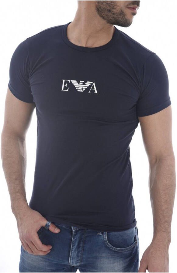 Emporio Armani Pak de 2 t -shirt stretch in Blauw Heren