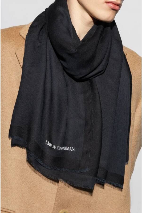 Emporio Armani Sjaal met logo Zwart Heren