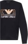 Emporio Armani Marineblauwe Dubbel Jersey Sweatshirt met Maxi Logo Belettering en Oranje Adelaar Logo Black Heren - Thumbnail 3