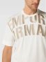 Emporio Armani Korte Mouw Jersey Katoen en Tencel T-shirt met Geborduurd Maxi Logo White Heren - Thumbnail 5