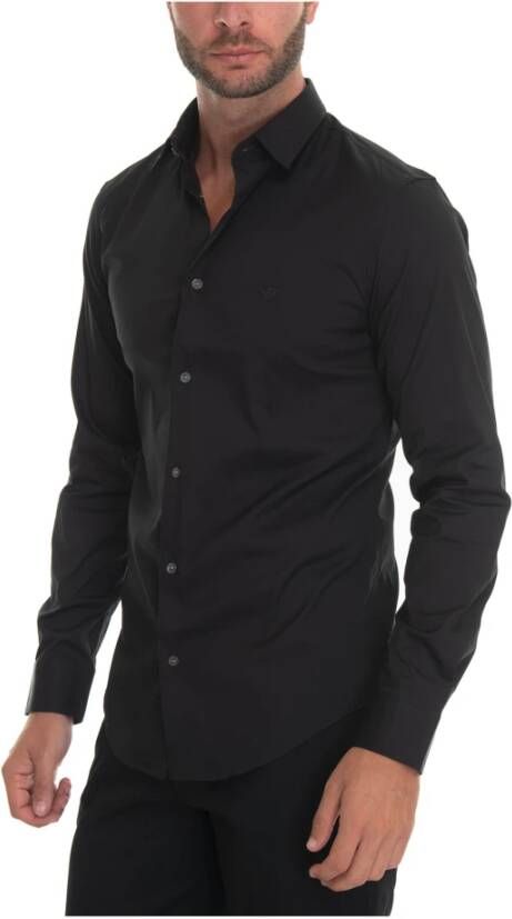 Emporio Armani Met lange mouwen katoenen shirt Zwart Heren - Foto 7