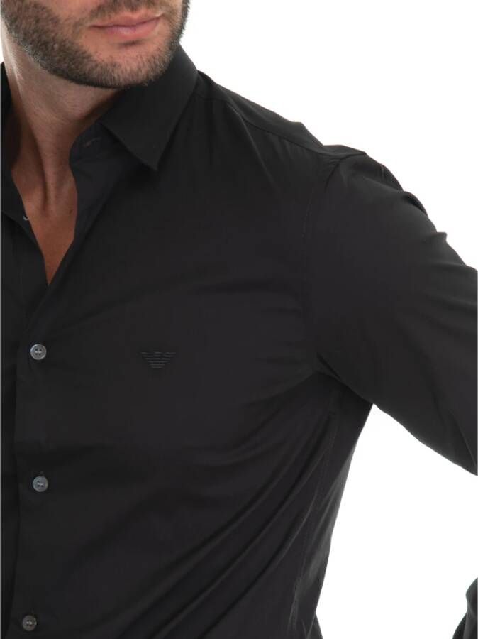 Emporio Armani Met lange mouwen katoenen shirt Zwart Heren - Foto 8