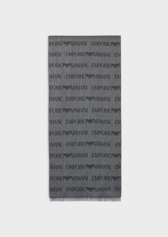 Emporio Armani Logo Adelaar Sjaal Grijs Unisex