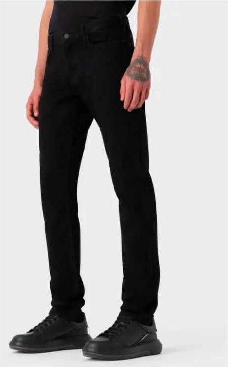 Emporio Armani Zwarte Jeans met Vijf Zakken en Logo Patch Zwart Heren