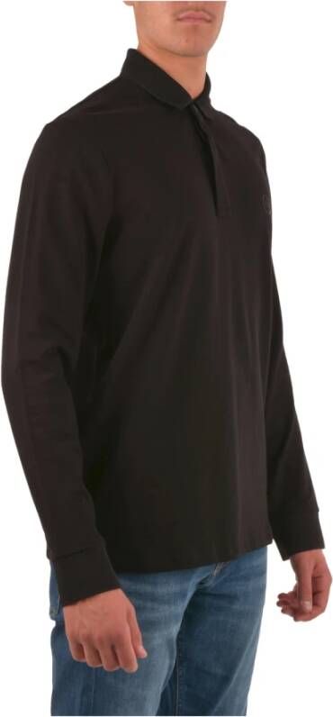 Emporio Armani Zwarte polo met lange mouwen en tonale logo Zwart Heren