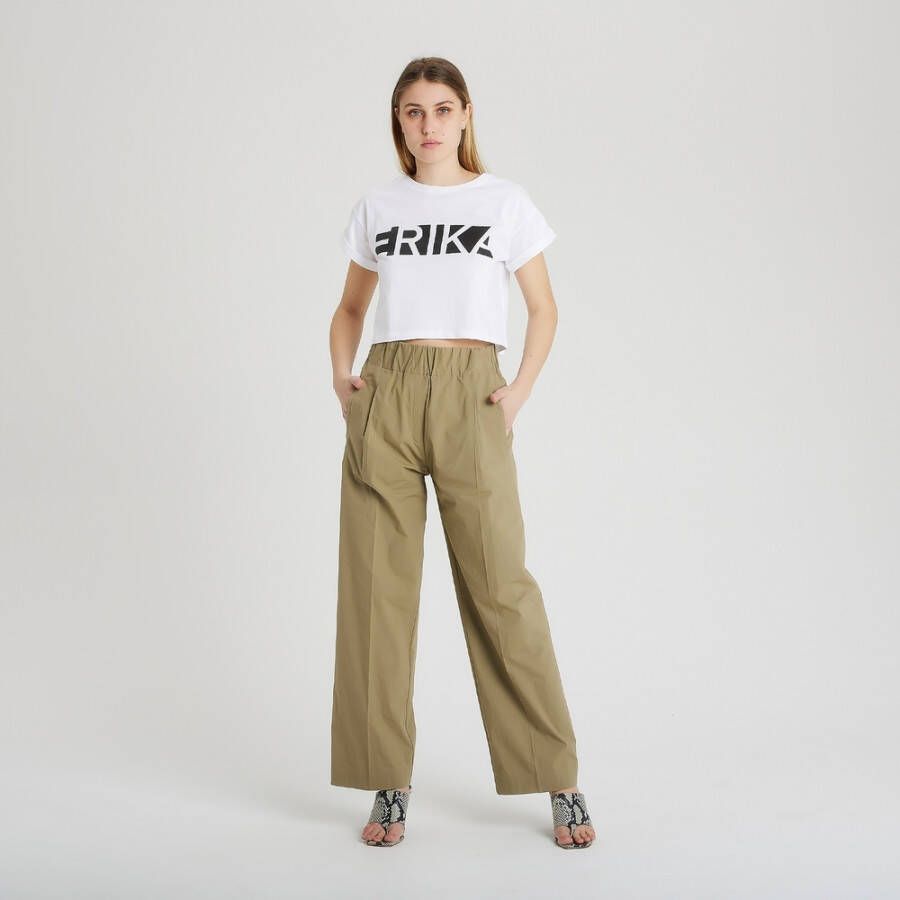 Erika Cavallini Brede broek Groen Dames