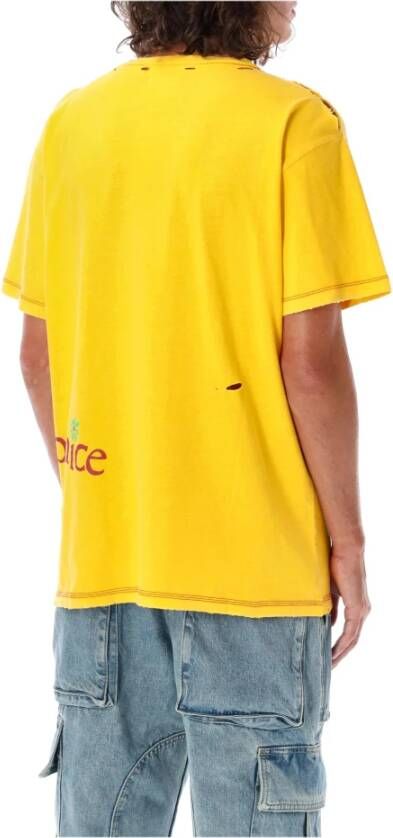 ERL Gele Venice T-Shirt met Bedrukt Logo Geel Heren
