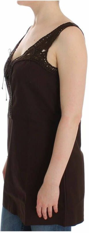 Ermanno Scervino Beachwear Bruine Cotton Stretch Tunic Dress Bruin Dames