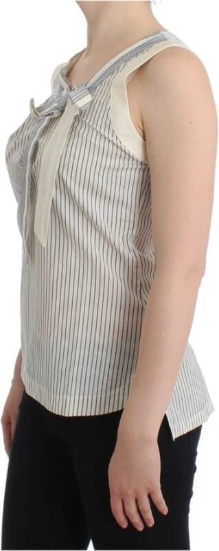 Ermanno Scervino Beachwear Striped Top Blouse Shirt Bow Tank Wit Dames