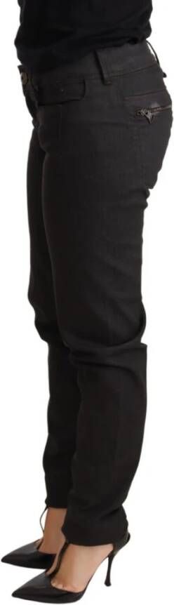 Ermanno Scervino Zwarte Skinny Broek met Lage Taille van Katoen Zwart Dames
