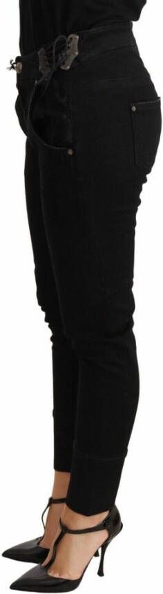 Ermanno Scervino Black Low Taille Skinny Slim Trouser Cotton Jeans Zwart Dames