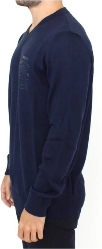 Ermanno Scervino Blauwe Wolmix V-hals Pullover Trui Blauw Heren