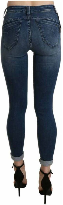 Ermanno Scervino Blue gewassen hoge taille magere bijgesneden katoenen jeans Blauw Dames
