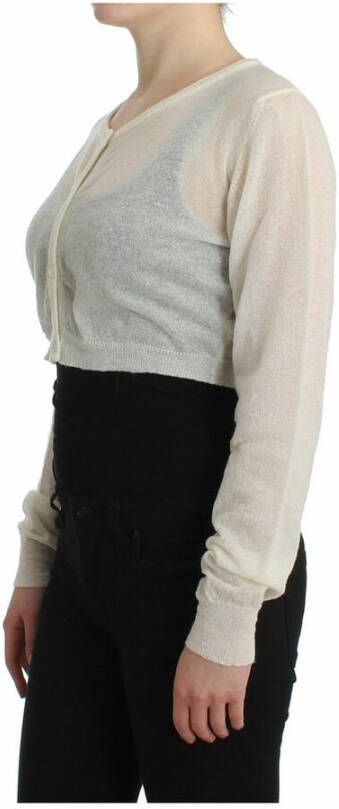 Ermanno Scervino Lingerie Knit Cropped Wool Sweater Cardigan Wit Dames