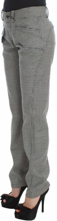 Ermanno Scervino Checkered Cotton Casual Pants Zwart Dames