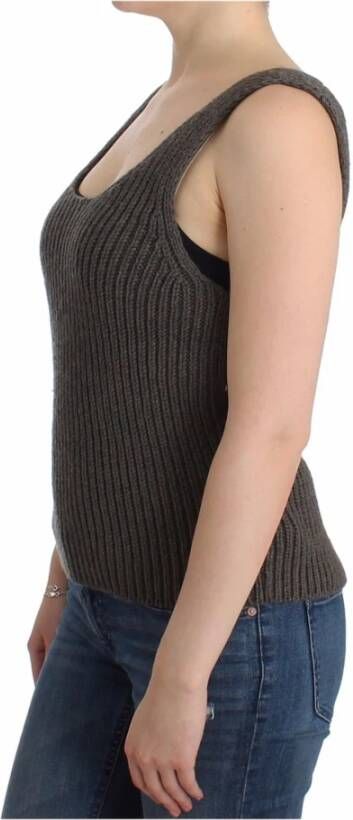 Ermanno Scervino Gray Knit Top Knitted Sweater Merino Wool Grijs Dames