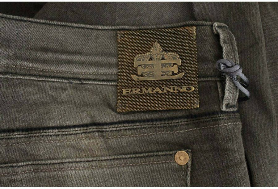 Ermanno Scervino Gray Wash Cotton Blend Slim Fit Jeans Grijs Dames