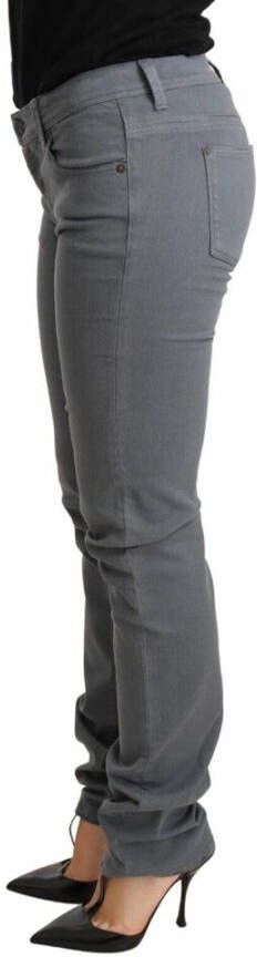 Ermanno Scervino lage taille magere slanke katoenen jeans Grijs Dames