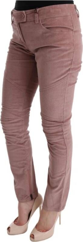Ermanno Scervino Pink Velvet Cropped Casual Pants Roze Dames