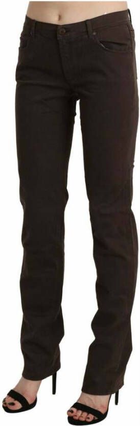 Ermanno Scervino Brown Mid Waist Skinny Slim Trouser Cotton Jeans Bruin Dames