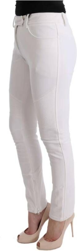 Ermanno Scervino White Cotton Slim Fit Casual Pants Wit Dames