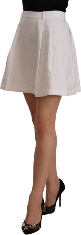 Ermanno Scervino White High Waist A-line Mini Cotton Skirt Wit Dames