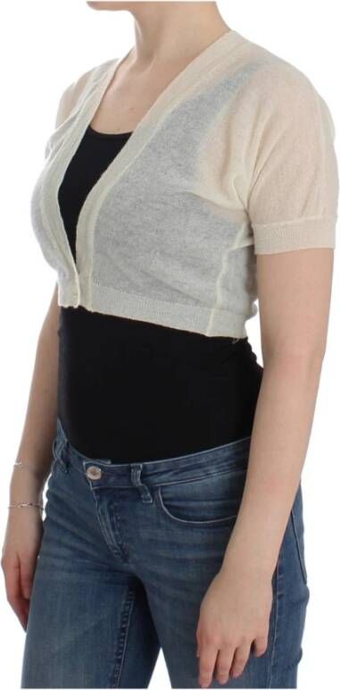 Ermanno Scervino Witte Wol Cropped Sweater met Knoopsluiting Wit Dames