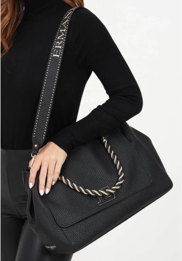 Ermanno Scervino Eba Soft Large Handtas in Zwart Eco Leer Black Dames