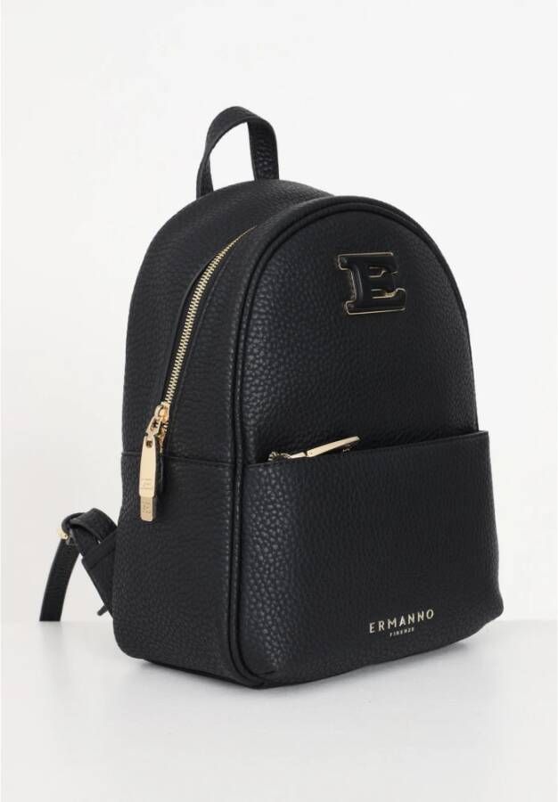 Ermanno Scervino Zwarte schoudertas met verstelbare bandjes en ritssluiting Black Dames
