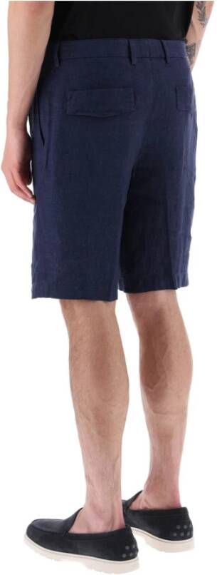 Ermenegildo Zegna Lichtgewicht linnen shorts met relaxte pasvorm Blue Heren
