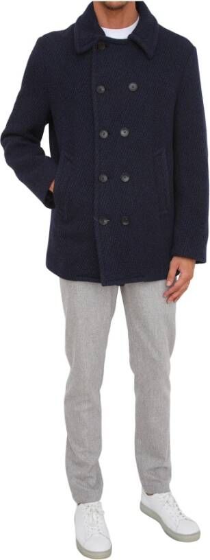 ETRO Blauwe Dubbel-Breasted Jas Blue Heren