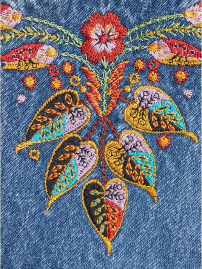ETRO Floral-Embroidered Flared Jeans Blauw Dames