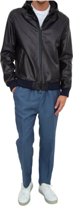 ETRO Leather Jackets Blauw Heren