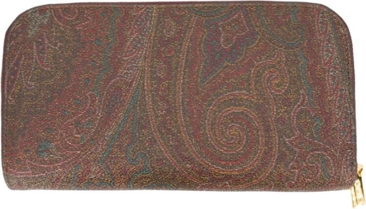 ETRO Rode Paisley Jacquard Ritsportemonnee Bruin Dames