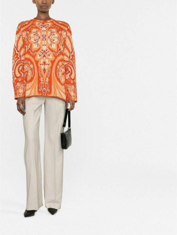 ETRO Ronde hals gekweek Oranje Dames