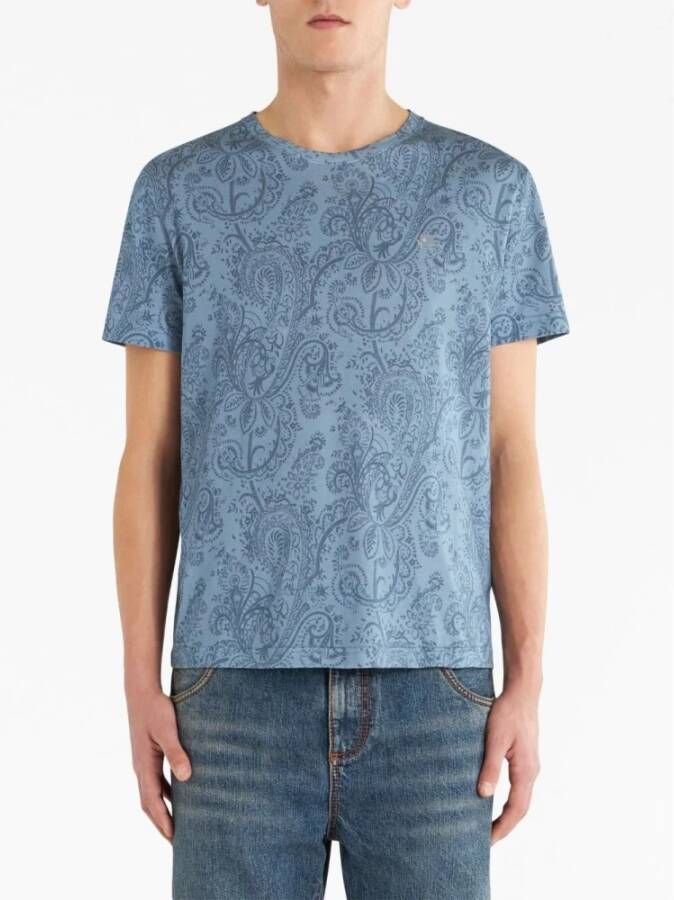 ETRO T-Shirts Blauw Heren