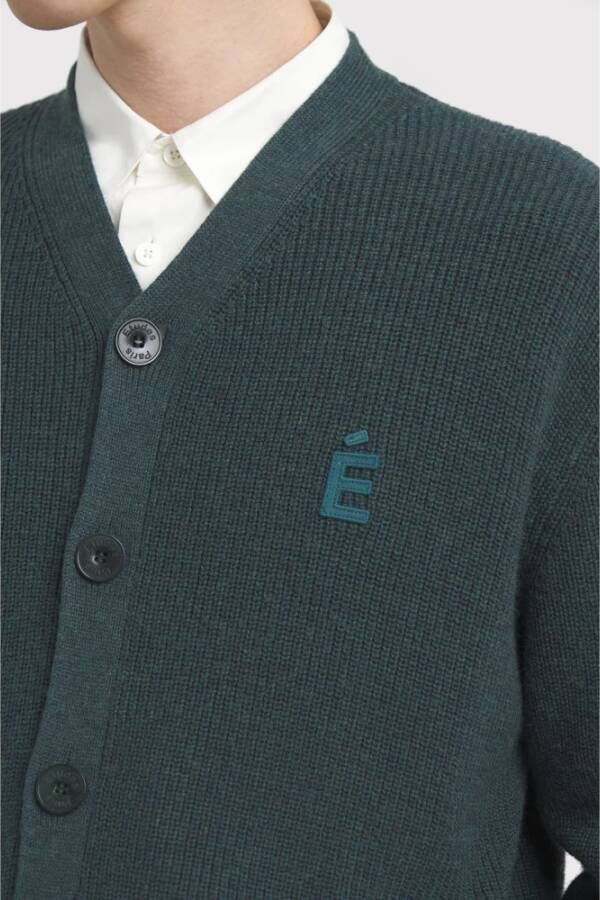 Études Groene Gebreide Cardigan met É Patch Groen Heren