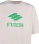 Études Wit Logo Print Katoenen T-Shirt Beige Heren - Thumbnail 3