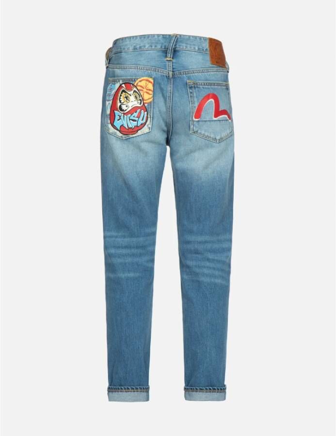 Evisu Straight Jeans Blauw Heren