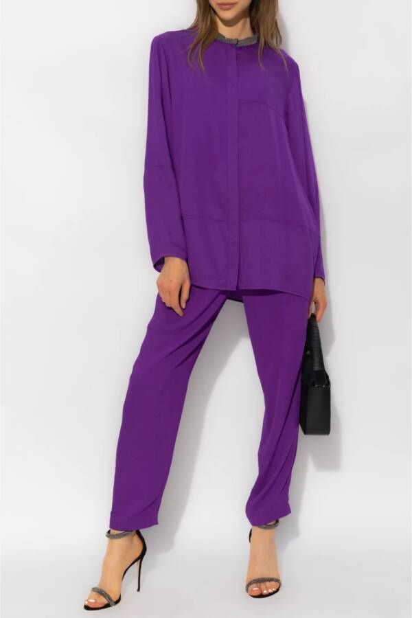 Fabiana Filippi Shirt met glinsterende applicaties Paars Dames
